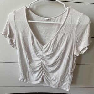 Garage Cream Ruched V-Neck Tee